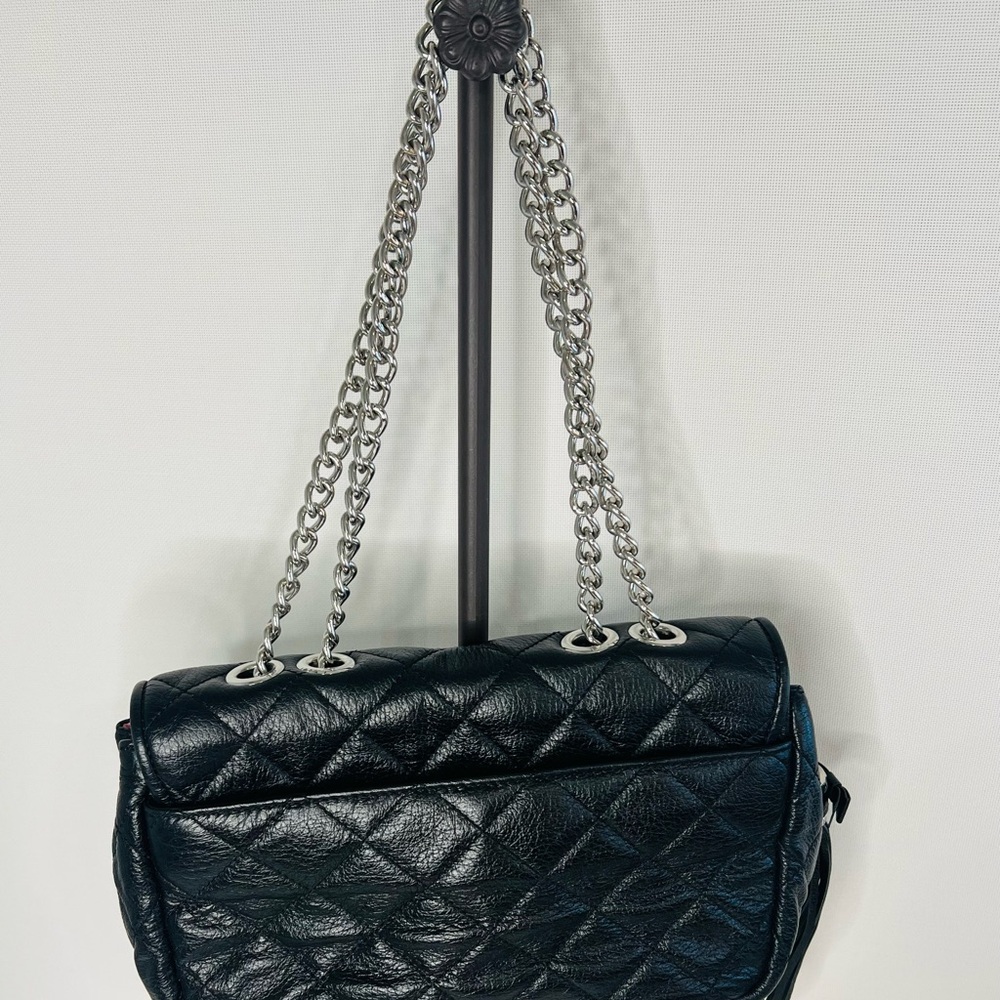 My Flat London LADY BUCKLEY Black Quilted Leather Shoulder Bag $285 Bow Crown - Picture 7 of 11
